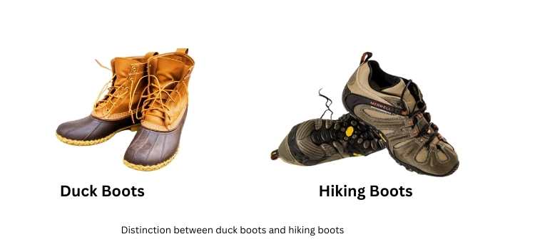 duck boots and hiking boots